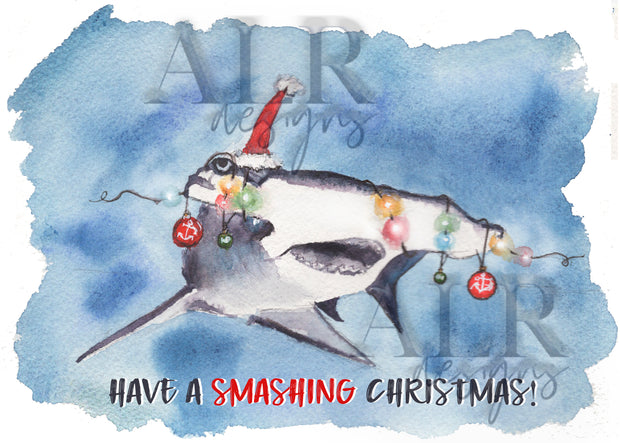 Hammerhead Christmas 5x7 Blank Christmas Greeting Card