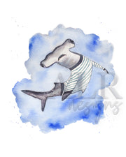 Hammerhead Shirted Shark 8x10 or 5x7 in Fine Art Print
