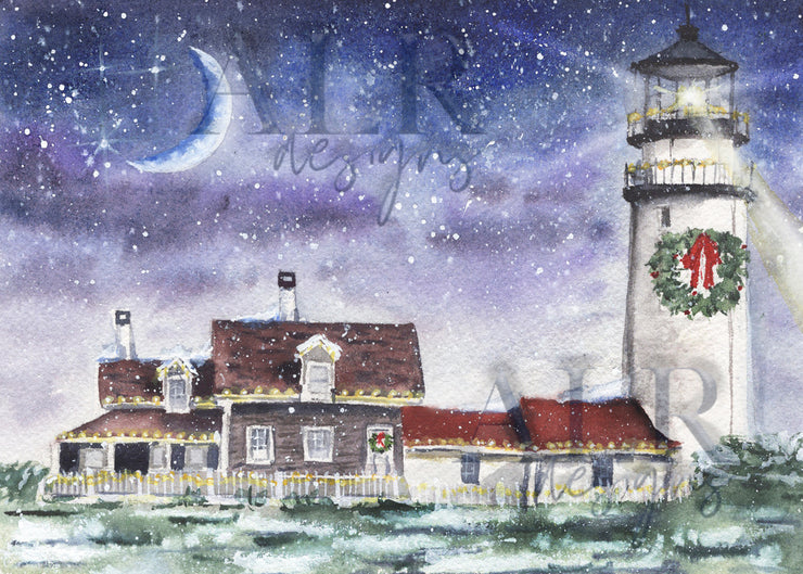 Highland Light Christmas 5x7 Blank Christmas Greeting Card