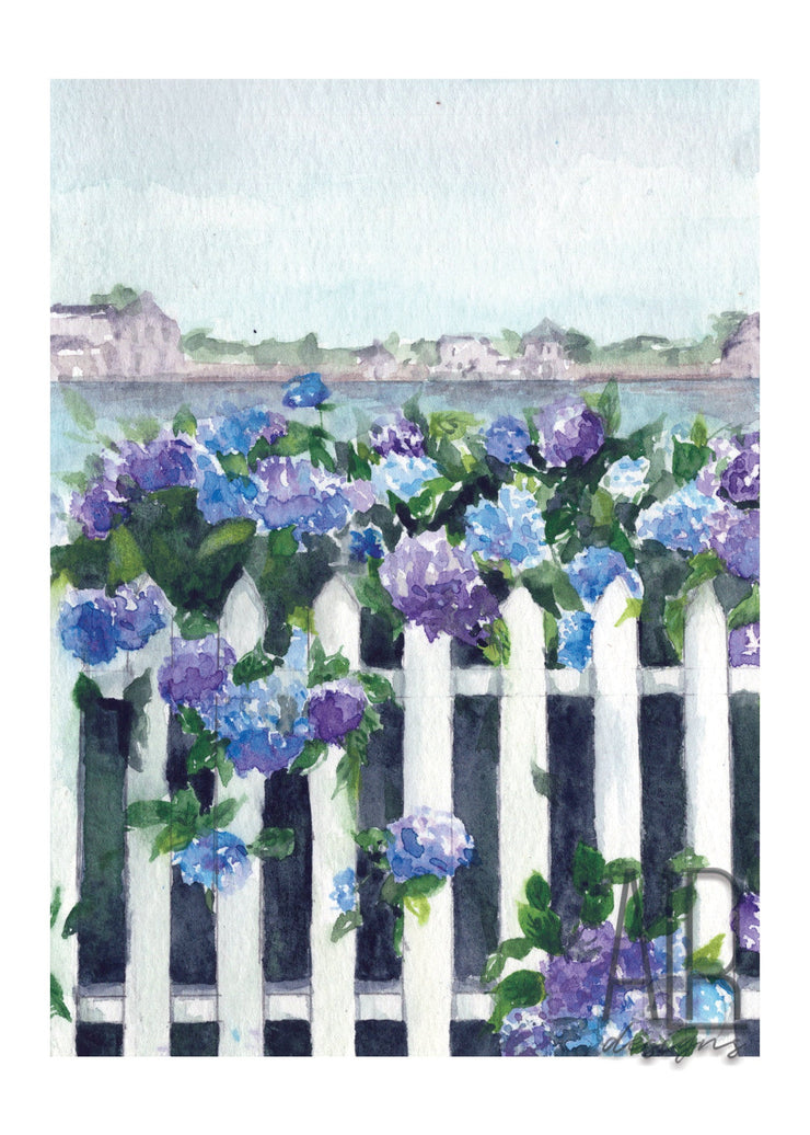 Watercolor Summer Hydrangeas blank greeting card,  thank you card, birthday card, mothers day, coastal art, cards for moms, cards for friend