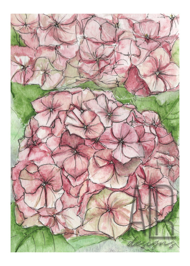 Pink Hydrangeas 5x7 Blank Greeting Card