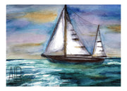 Watercolor Sailboat 5x7 Blank Greeting Card