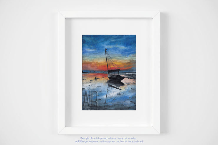 Sunset Sailboat 5x7 Blank Greeting Card