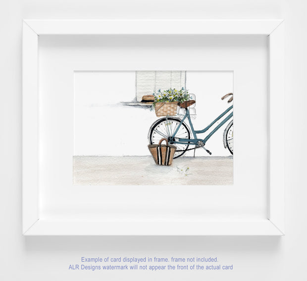 Daises and Bicycles 5x7" Blank Greeting Card
