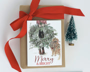 Girl with dog Christmas wreath card, christmas card, card for pet lovers, dog lovers, christmas and holiday art, christmas decorations