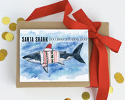 Santa Shark Song blank greeting card, nautical art, cute christmas cards, funny cards for kids, christmas sweater card, christmas decoration