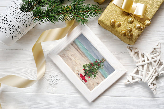 Beach Christmas tree greeting card, nautical christmas card,  christmas card, holiday card, christmas decoration, christmas art