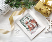 Fox kisses holiday greeting card, animal christmas, cute holiday card,for wife,card for husband, card for partner, woodland  art, couples