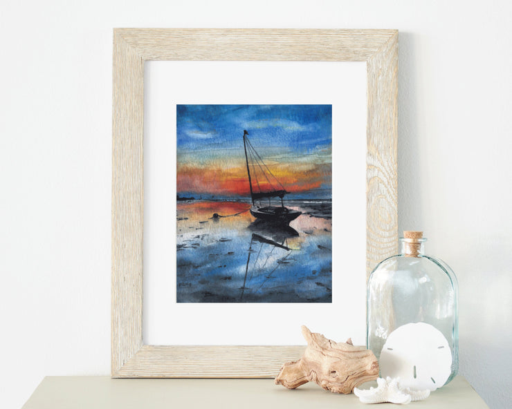 Sunset Sailboat 5x7 or 8x10 Fine Art Print
