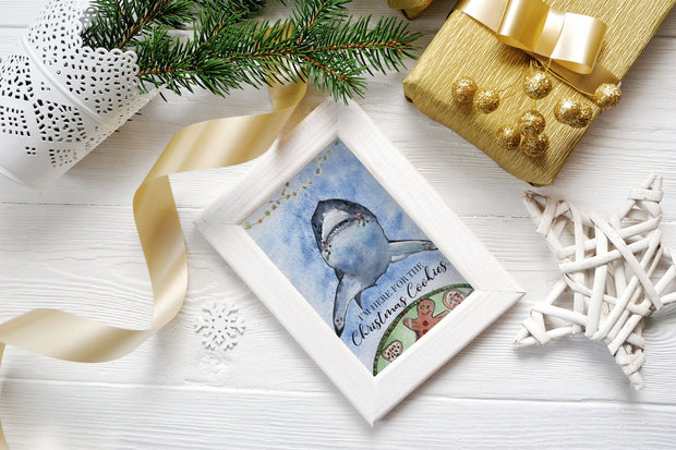 Christmas Cookie Shark greeting card, nautical christmas card, funny christmas card, holiday card, christmas decoration, christmas cards