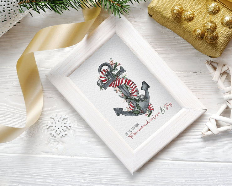 Christmas Anchor 8x10 & 5x7 Print, holiday print, nautical christmas print, christmas decorations, nautical holiday art, christmas art print