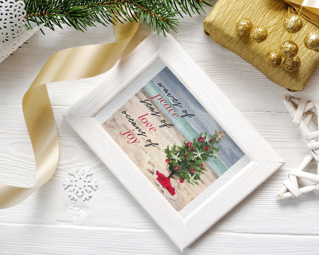 Watercolor Beach Christmas Tree 10x8 & 7x5 Print, holiday print, nautical christmas art print, christmas decorations, holiday decor,