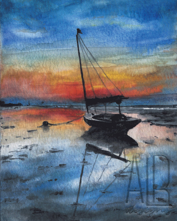 Sunset Sailboat 5x7 or 8x10 Fine Art Print