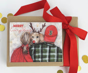 Merry Everything Boston Pup Christmas Greeting card, pet christmas, cute dog holiday card,for red sox card, boston holiday card