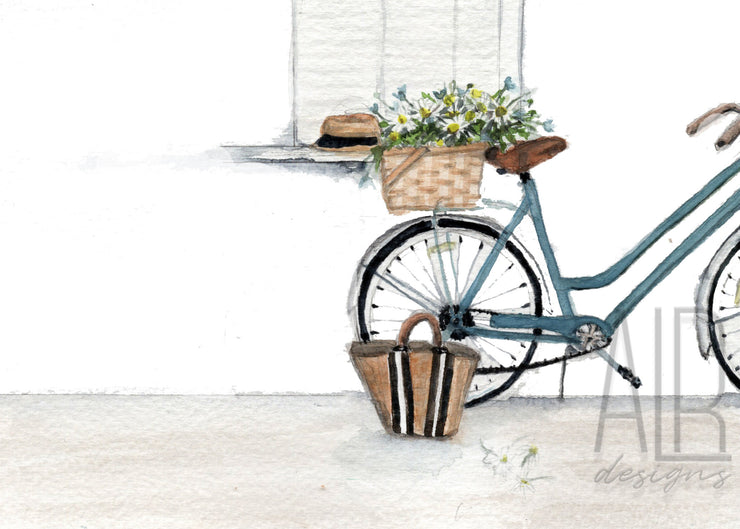 Daises and Bicycles 5x7" Blank Greeting Card