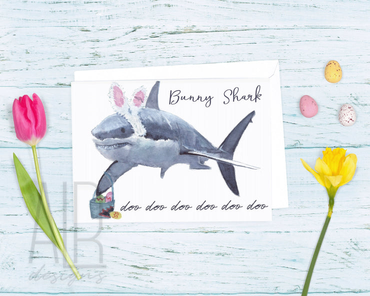 Bunny Shark! Easter card for kids ( or adults), blank greeting card, funny easter card, shark card for kids, cute easter bunny card