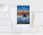 Sunset Sailboat 5x7 Blank Greeting Card
