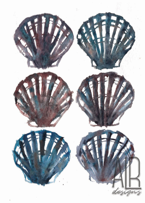Watercolor Seashells greeting card, blank card, thank you card, coastal art, cards for friends, shell art, nautical greeting cards, birthday