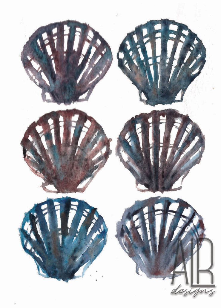 Watercolor Seashells greeting card, blank card, thank you card, coastal art, cards for friends, shell art, nautical greeting cards, birthday