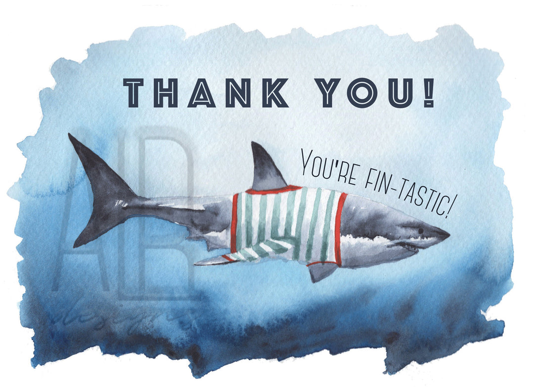 Thank You Shark 5x7 Blank Greeting Card – ALR Designs