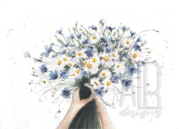 Daisy Bouquet 5x7" Blank Greeting Card
