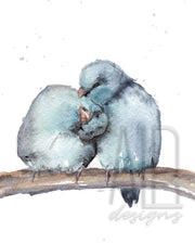 Watercolor Lovebirds 1 8x10 & 5x7 Print, art print, wall art, home decor, bird art, couples art, animal art
