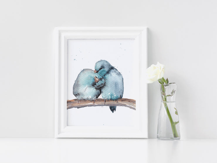 Watercolor Lovebirds 1 8x10 & 5x7 Print, art print, wall art, home decor, bird art, couples art, animal art