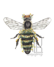 Queen Bee 8x10 & 5x7  watercolor art print,  wall art, bee art, home decor, floral art