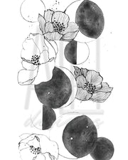 Sea Floral Set,  3 PRINTS, gallery wall art, mermaid art, shark art, moon art, floral art, black and white decor,
