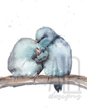 Lovebirds set,  2 PRINTS, gallery watercolor wall art, bird art, home decor, bird painting, couples art,