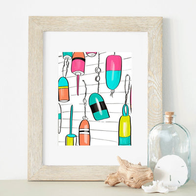 Bright Buoy art print  8x10 & 5x7 ,  neon art, colorful wall art,  coastal decor, nautical art