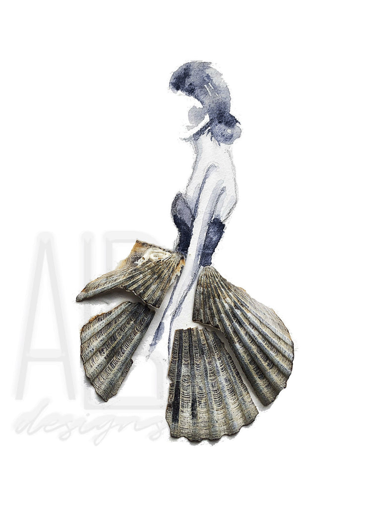 Shell Lady 5 x 7 in. blank greeting card,  card for friend, birthday card, thank you card, stationery, seashell lover card, shell art