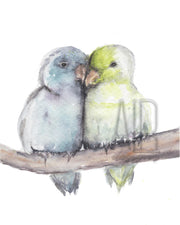 Watercolor Lovebirds 2 8x10 & 5x7 Print, art print, wall art, home decor, bird art, couples art, animal art