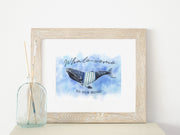 Whale-come to our home!  8x10 & 5x7 Print, art print,  wall art, coastal home decor,  nautical art,  whale art, funny wall art, welcome sign