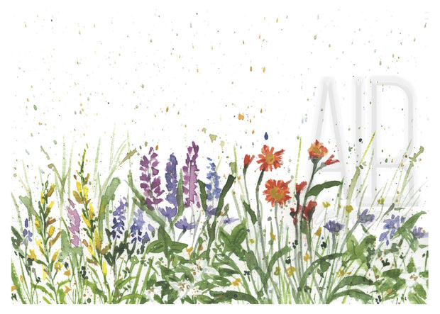 Watercolor Wildflower Folded Greeting Card 5x7 in, blank greeting card, flower stationery, thank you cards, card for mom, card for friend