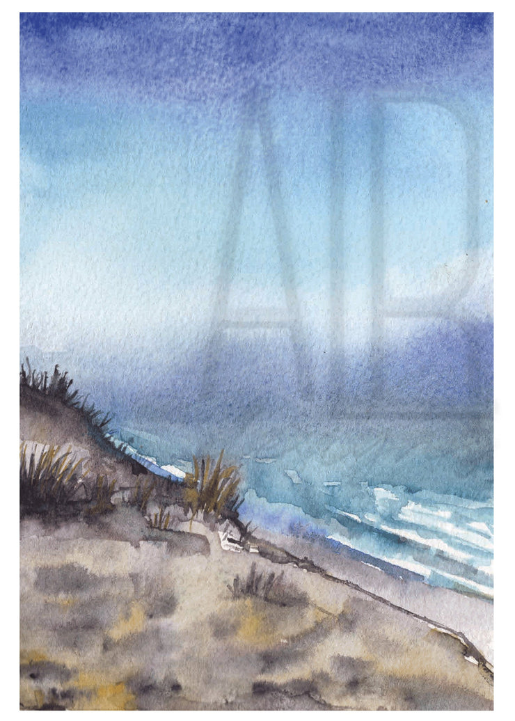 Watercolor Beach Greeting Card 5x7 in blank greeting card, beach stationery, thank you card, card for mom, card for friend, card for partner
