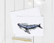 Whale Hello! watercolor whale greeting card print, cards to say hi, everyday cards, thank you cards, blank cards, pun cards, cute cards