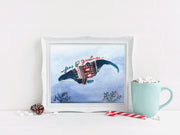 Christmas Sweater Whale 8x10 & 5x7 print, nautical christmas print, christmas decorations, christmas sweater art, holiday decor, whale art