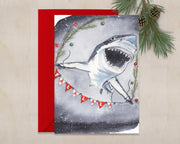 FALALA-Shark  5x7in  Christmas greeting card, holiday card, funny christmas cards, nautical christmas card, shark christmas card