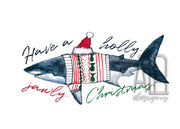Jawly Shark 5x7  Christmas greeting card, holiday card, christmas card, shark holiday card, funny christmas card, nautical christmas card