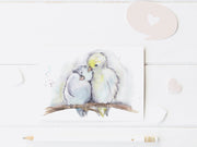 Watercolor Lovebirds 5x7 blank greeting card, card for partner, card for spouse, card for friend, bird lover card, valentine&#39;s day card,