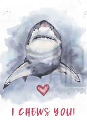 I Chews You Shark Valentines Day Card, blank greeting card, card for partner, card for friend, shark lovers valentines day card