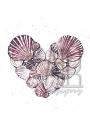 Shell Heart Valentines Day Card, blank greeting card, card for partner, card for friend, nautical valentines day card