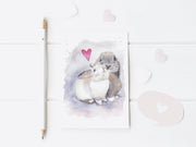 Love Bunnies 5x7 blank greeting card, card for partner, card for spouse, card for friend, bunny lover card, valentine&#39;s day card, 3 options!