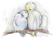 Watercolor Lovebirds 5x7 blank greeting card, card for partner, card for spouse, card for friend, bird lover card, valentine&#39;s day card,