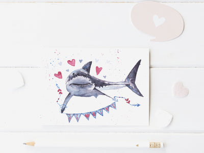 Be Mine Shark Valentines Day Card, blank greeting card, card for partner, card for friend, card for child, shark lovers valentines day card
