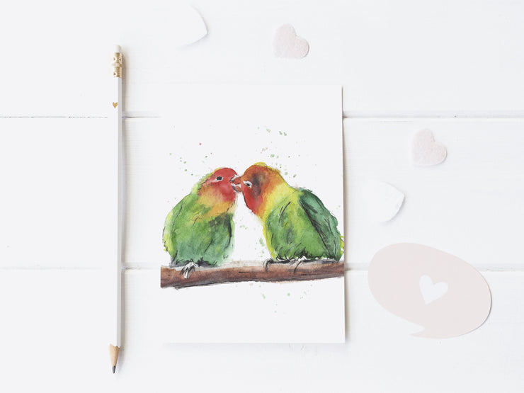 Get a room Lovebirds 5x7 blank greeting card, card for partner, card for spouse,  bird lover card, funny valentine&#39;s day card,