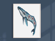 Watercolor Spring  Whale 8x10 & 5x7 Print, art print, wall art, whale art, nautical art, beach house art