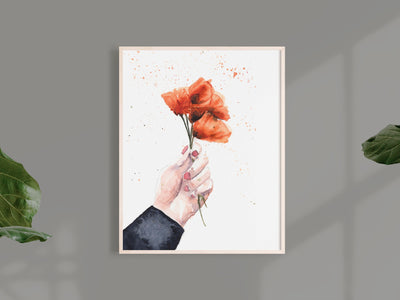 Watercolor Poppies Bouquet  8x10 & 5x7 Print, art print, wall art, home decor, floral wall art, watercolor flower art