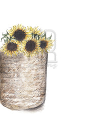 Watercolor Sunflower Basket 8x10 & 5x7 Print, art print, wall art, home decor, sunflower art, gallery wall art, home office art